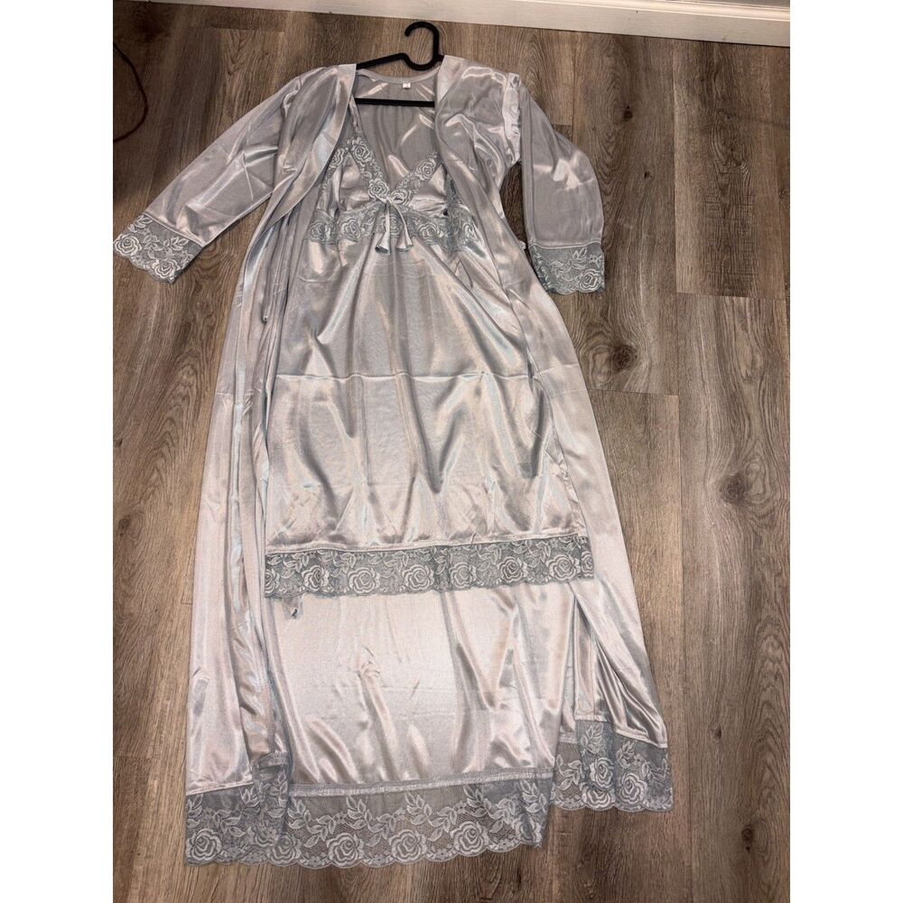 Silver silk Lace Panel 2-Piece Set New